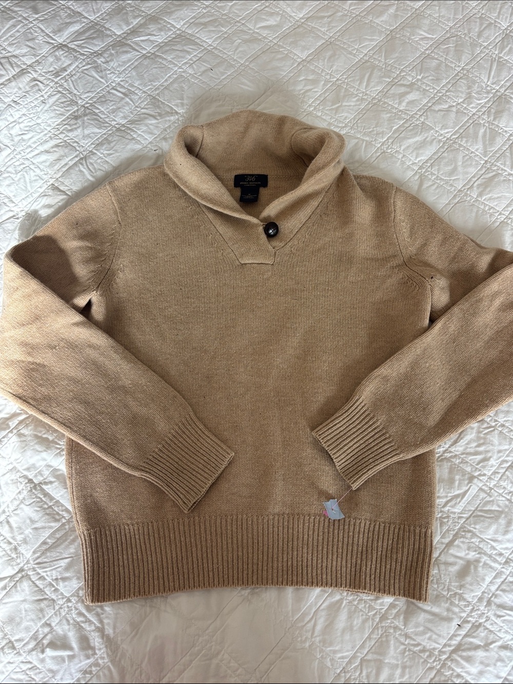 Brooks Brothers Lambs Wool Men's Shawl-Collar Sweater in Camel